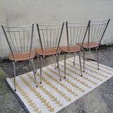 Set 4 chaises vintage scandinave chrome et simili