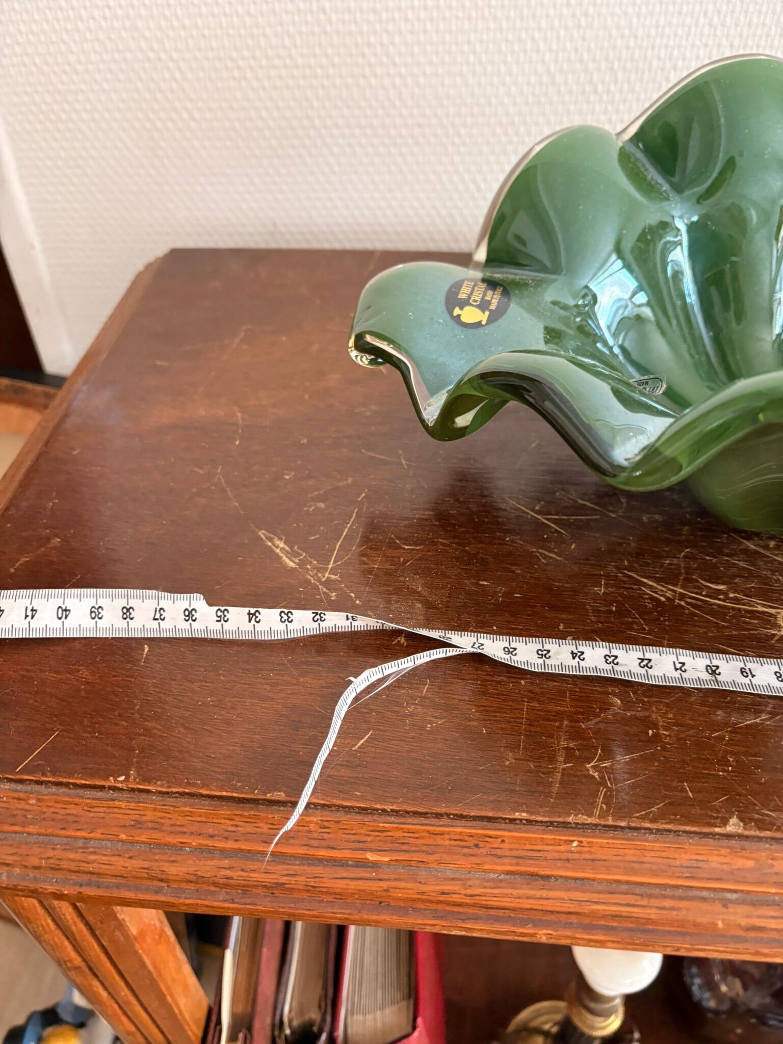 Corolla Cup Empty Pocket Bowl Murano Style Green Crystal