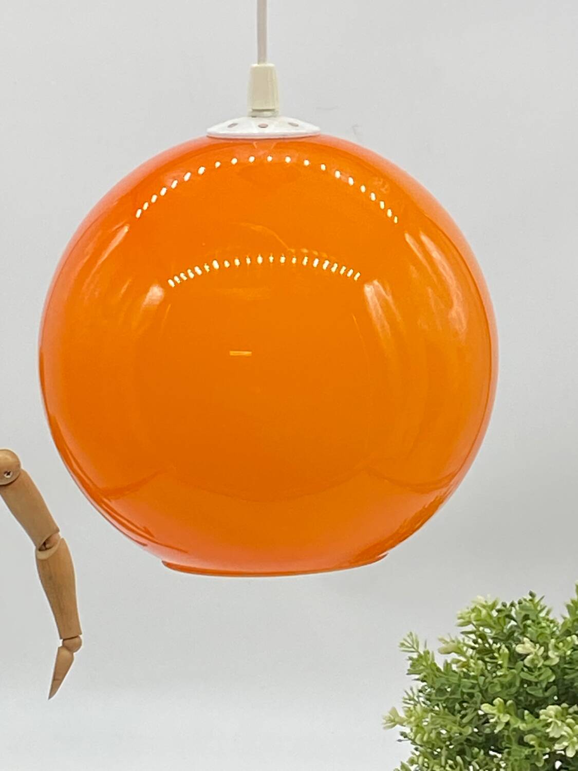 Suspension / orange opaline ball lamp, vintage / Space age