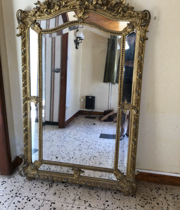 Bevelled golden mirror 170 x 105 cm