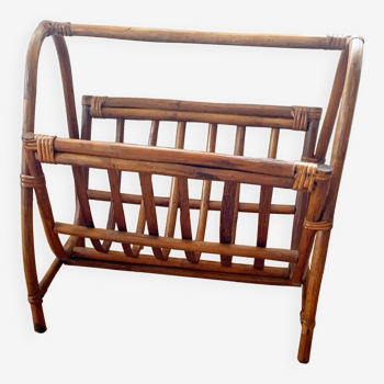 Vintage rattan magazine rack