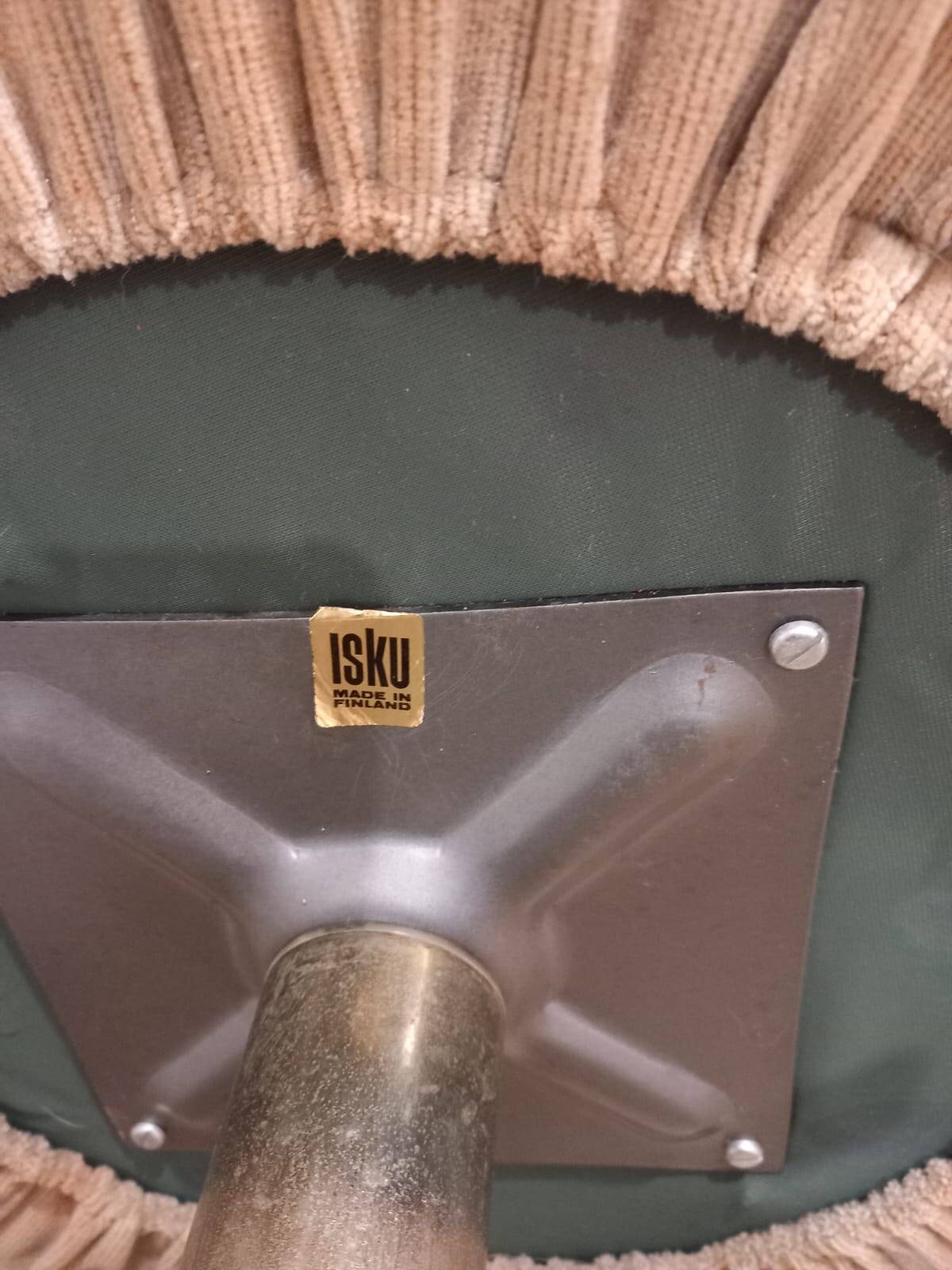 Velvet Swivel Pouf by ISKU 1960s Finland