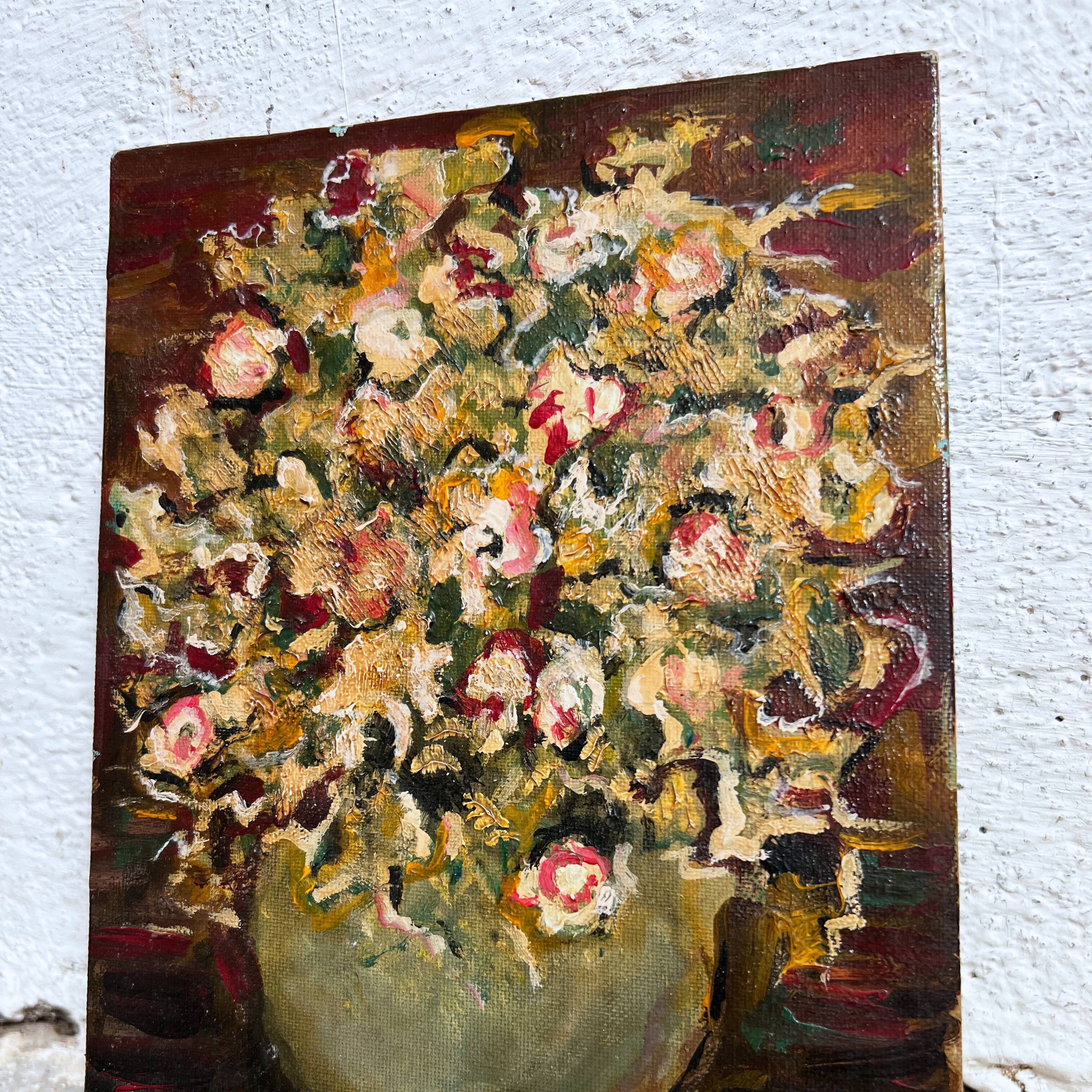 Painting vase with bouquet of flowers