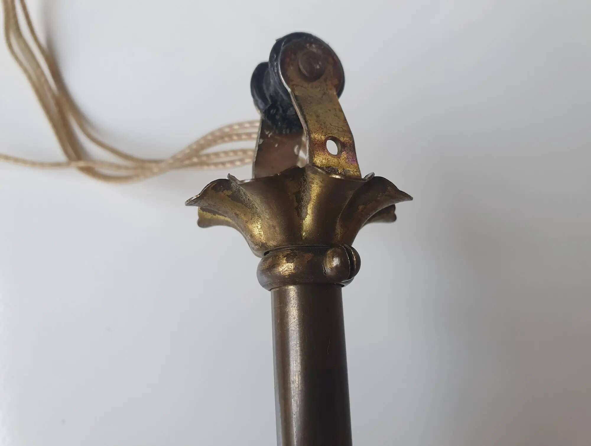 Art Deco gold double-light chandelier