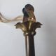 Art Deco gold double-light chandelier
