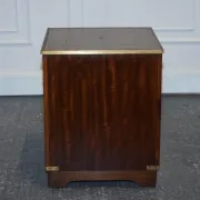 Vintage Bevan Funell Military Campaign Bedside Table with Leather Top