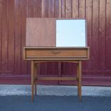 Vanity unit and its swivel armchair, Scandinavian furniture, desk, console, 50s
