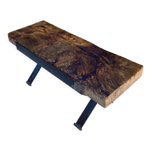 Table basse en bois massif - fer