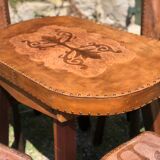 Ensemble table et 4 chaises brutalisme chêne et cuir 1960