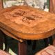 Ensemble table et 4 chaises brutalisme chêne et cuir 1960