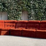 Modular sofa in rusty velvet, France 1970s