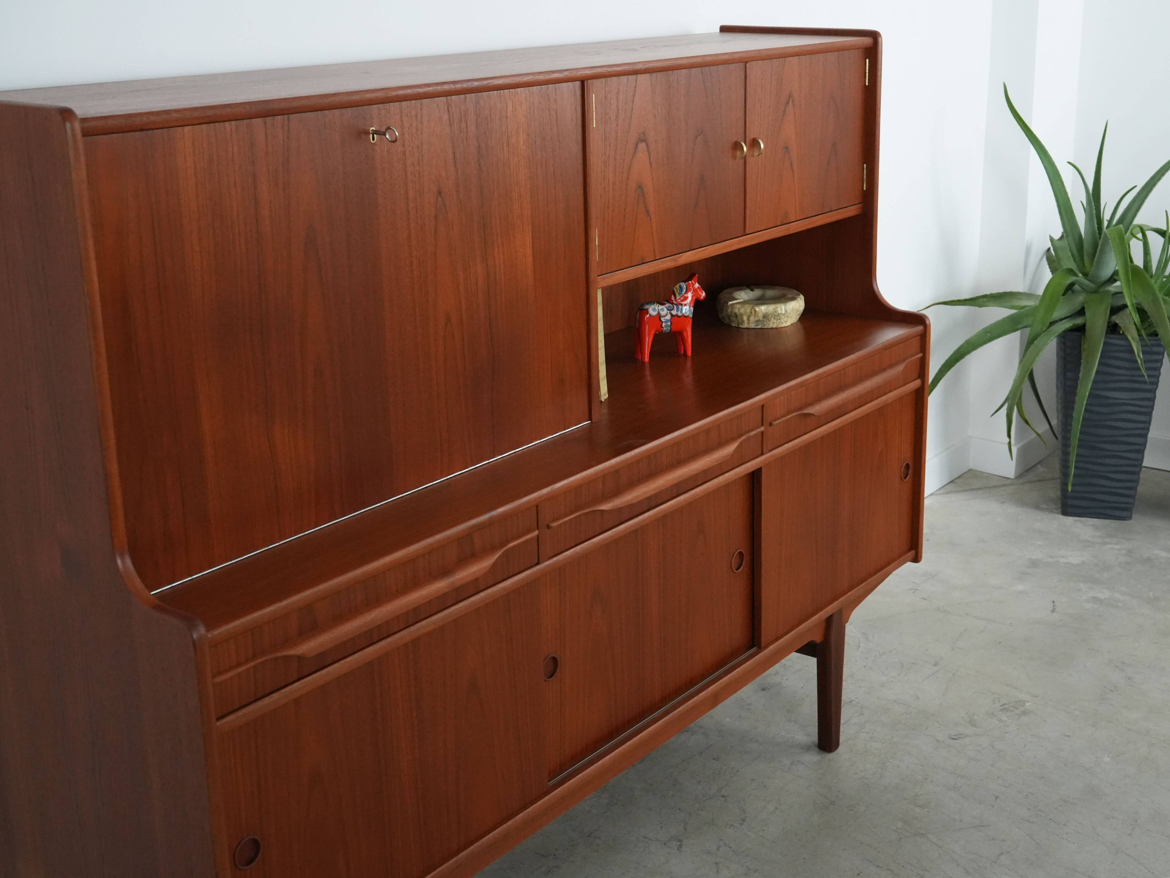 Teak highboard, Danish design, 1960s, production: Denmark