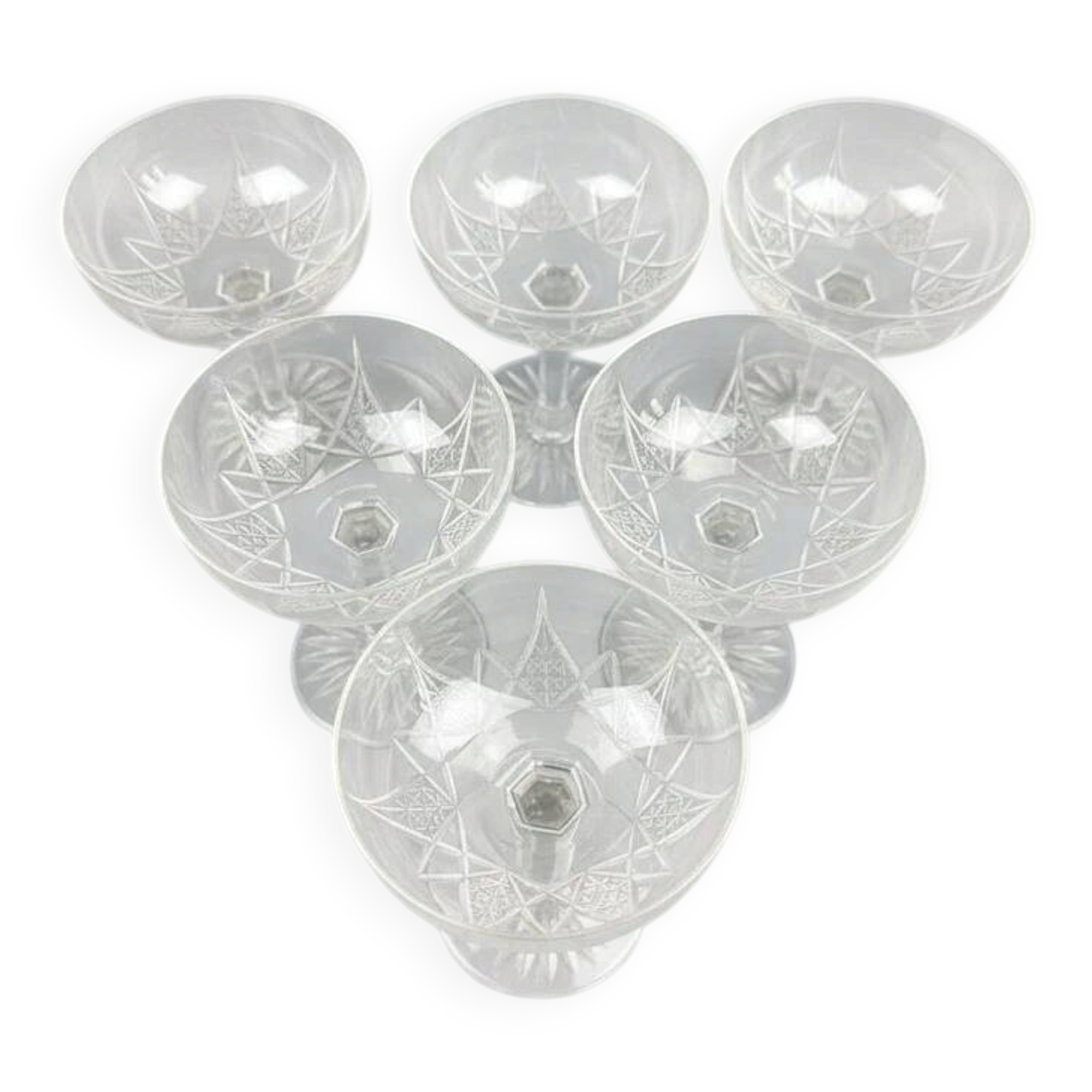 Baccarat, service Epron, suite de 6 coupes à champagne