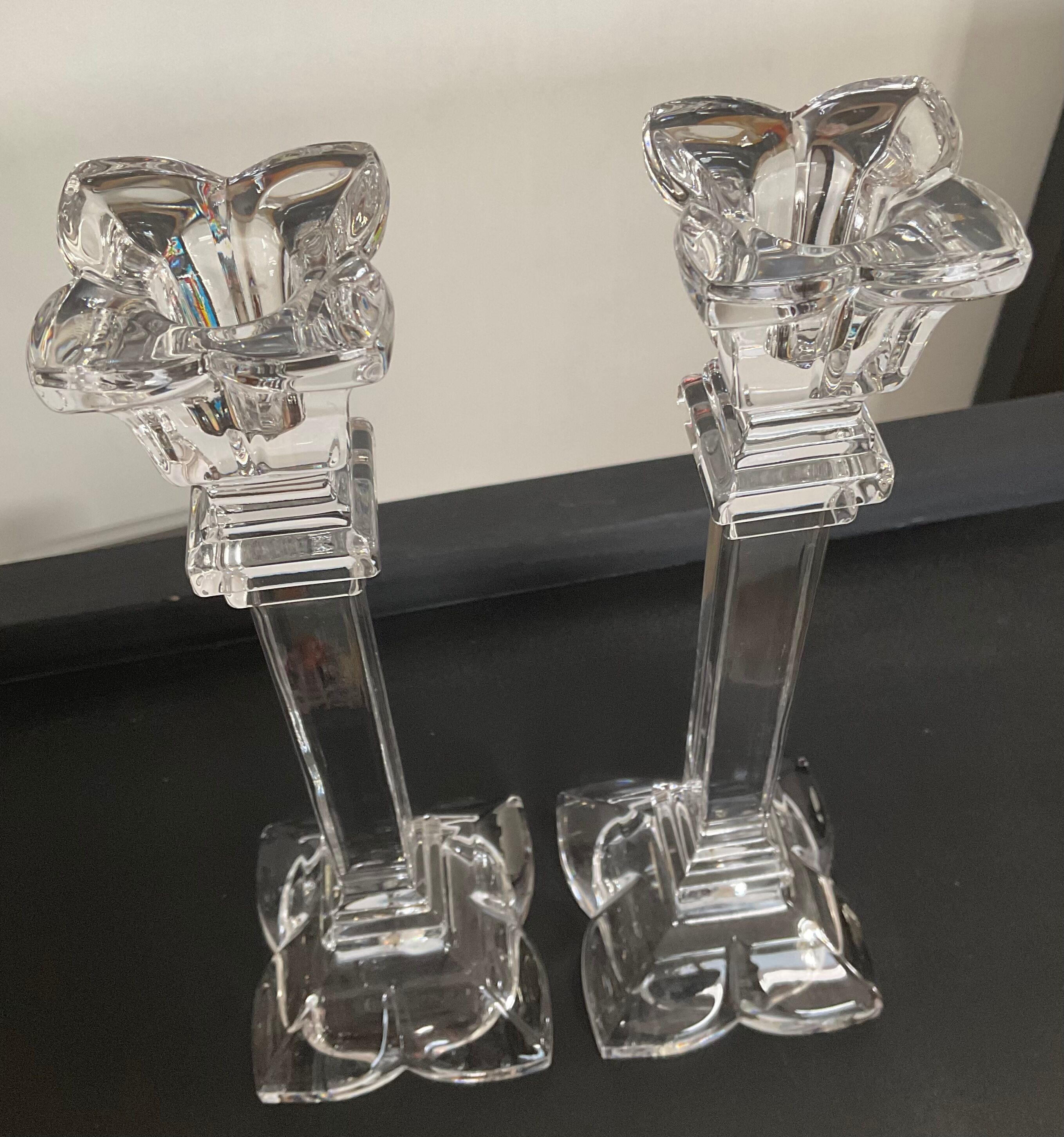 Pair of vintage crystal torch candlesticks from the 70s