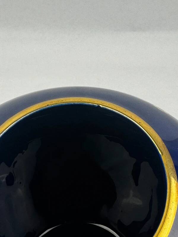 Vase boule Bavaria "Echt Cobalt" en porcelaine bleue et or 22k, années 60-70