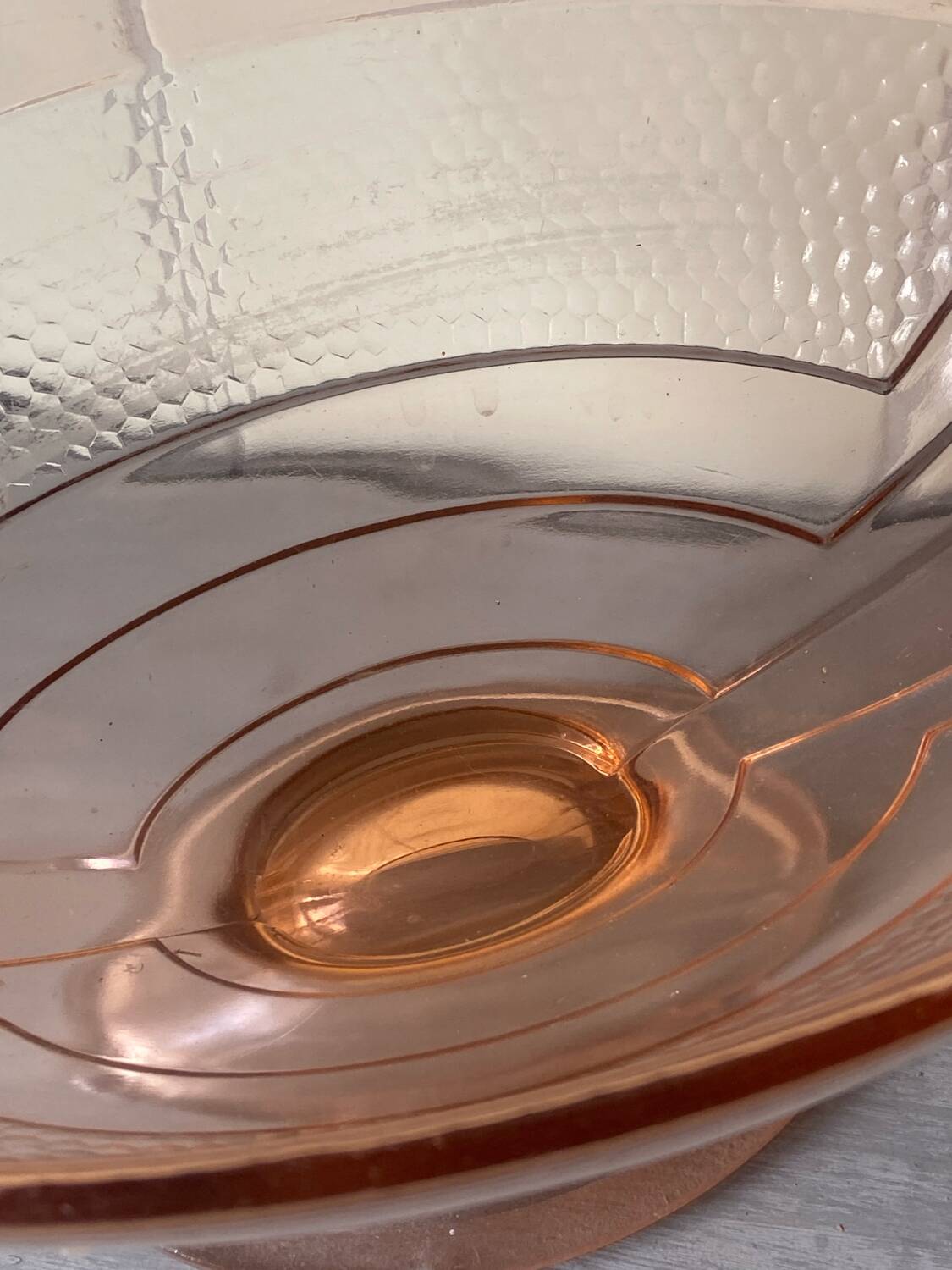 Grande coupe à fruit Art Deco rose