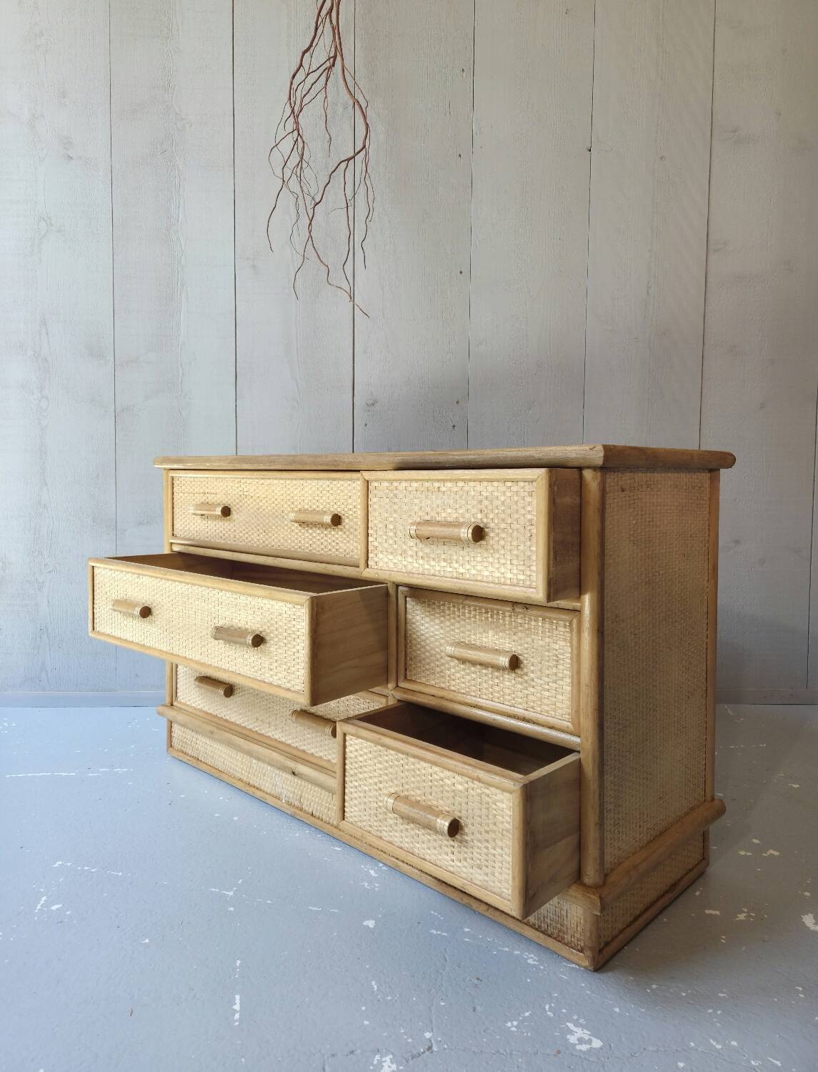 Rattan chest of drawers