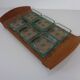Teak tray with glass bowls by Jens Quistgaard for IHQ Dansk Designs, 1960s, set of 7.