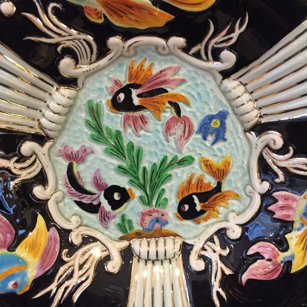 Vintage fruit cup with fish decoration cerdazur monaco