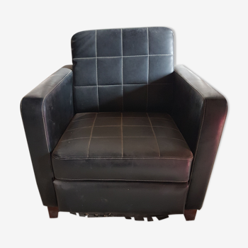 Fauteuil noir en peau