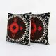 Lot de 2 housses de coussin brodées vintage 61x61 cm