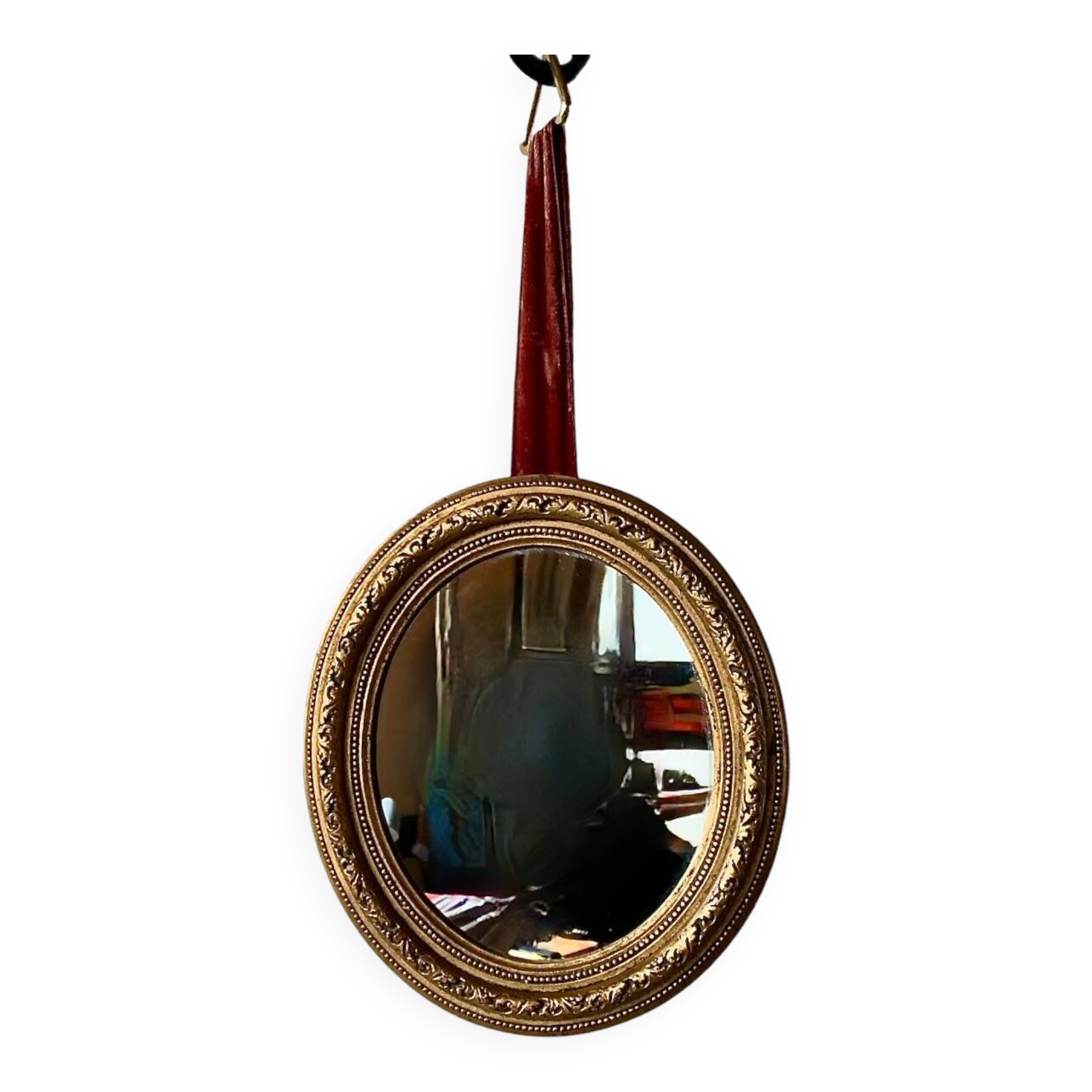 Small vintage wall mirror in gold painted wood