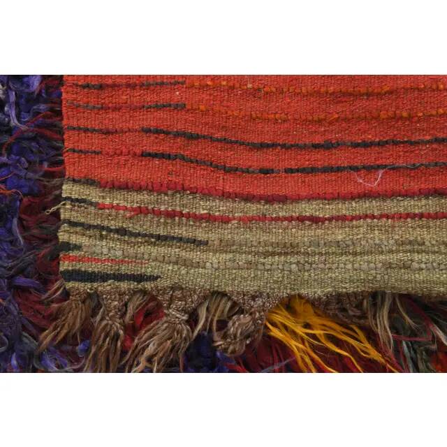Vintage Turkish Hand-Knotted Wool Cotton Red Kilim Runner Rug 100x248