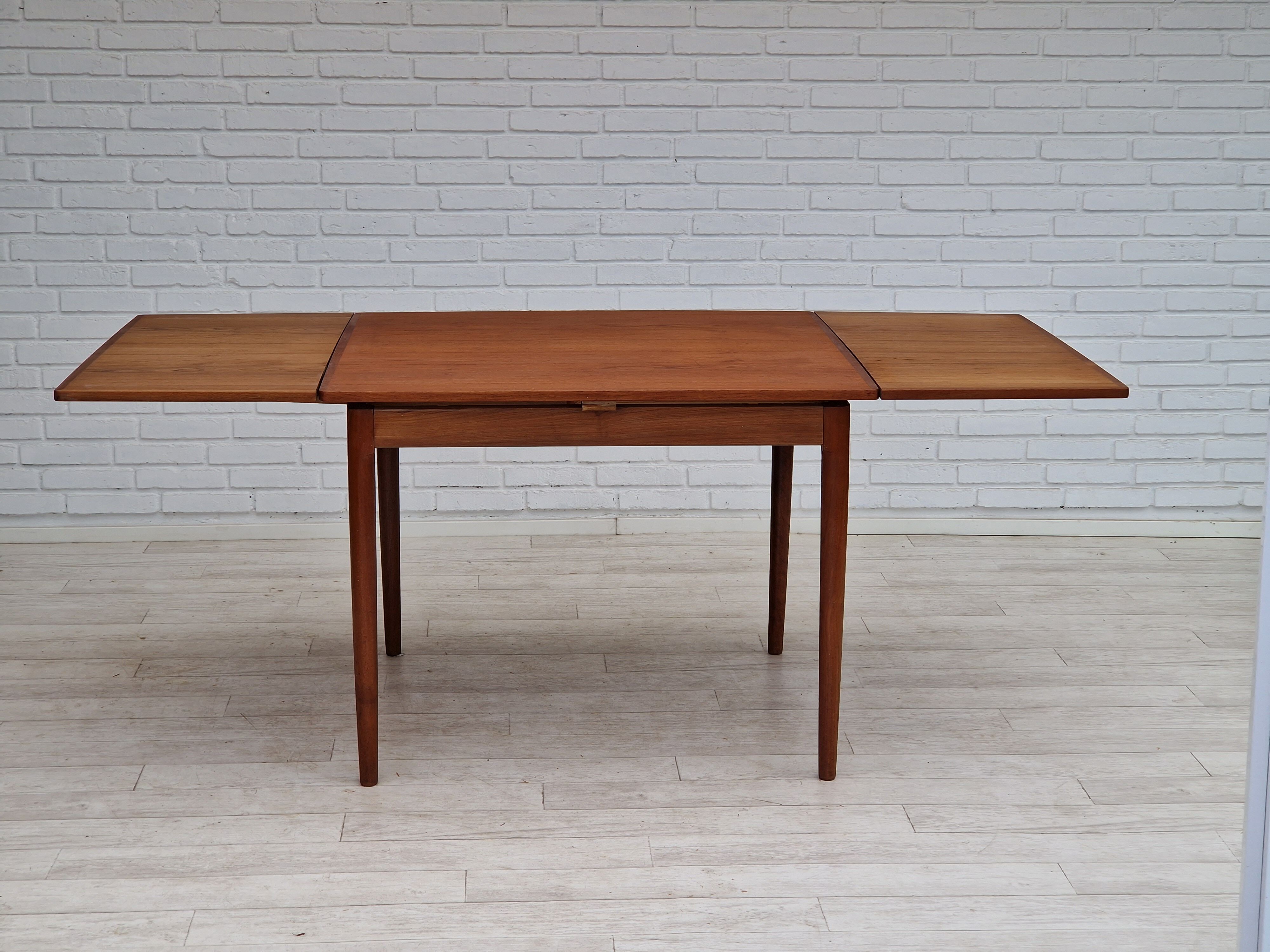 1960, Danish design, unfolded dining table, teak wood.