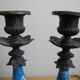 pair old candlesticks tin porcelain old french candlesticks