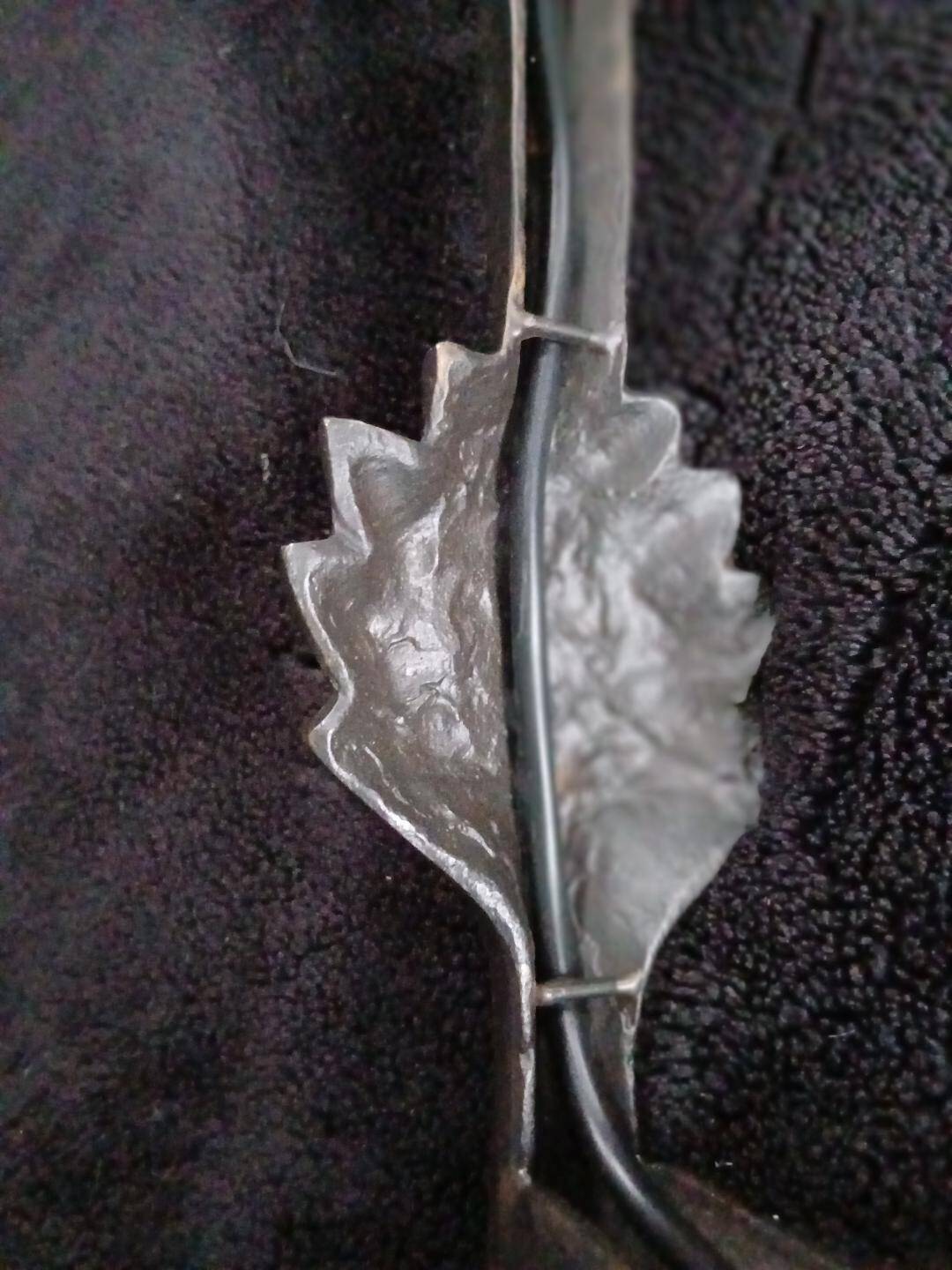 Rare Unique Pair of Bronze Wall Lights with Leaf Design by Lucien Gau Folio