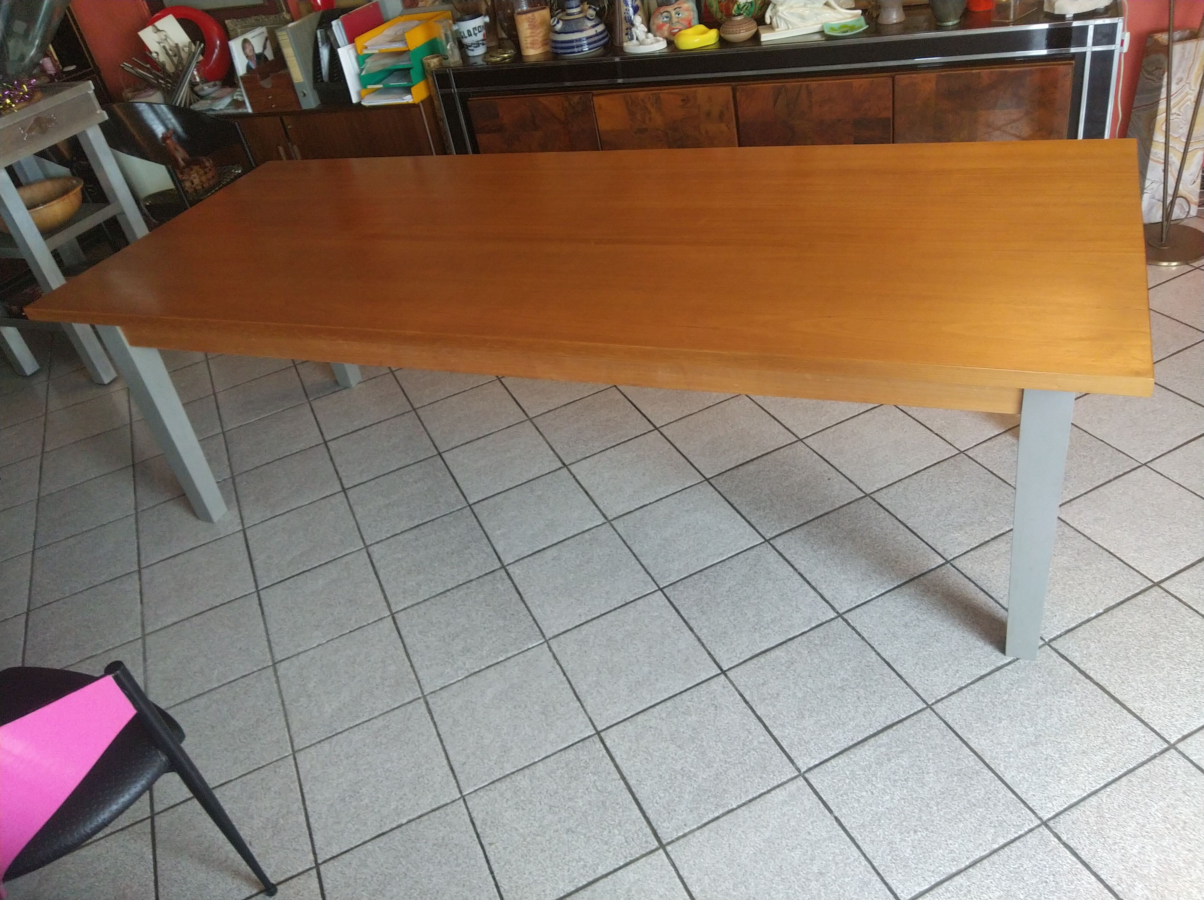 Solid walnut table circa 1980 with double patina