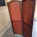 4-leaf wood and leather screen