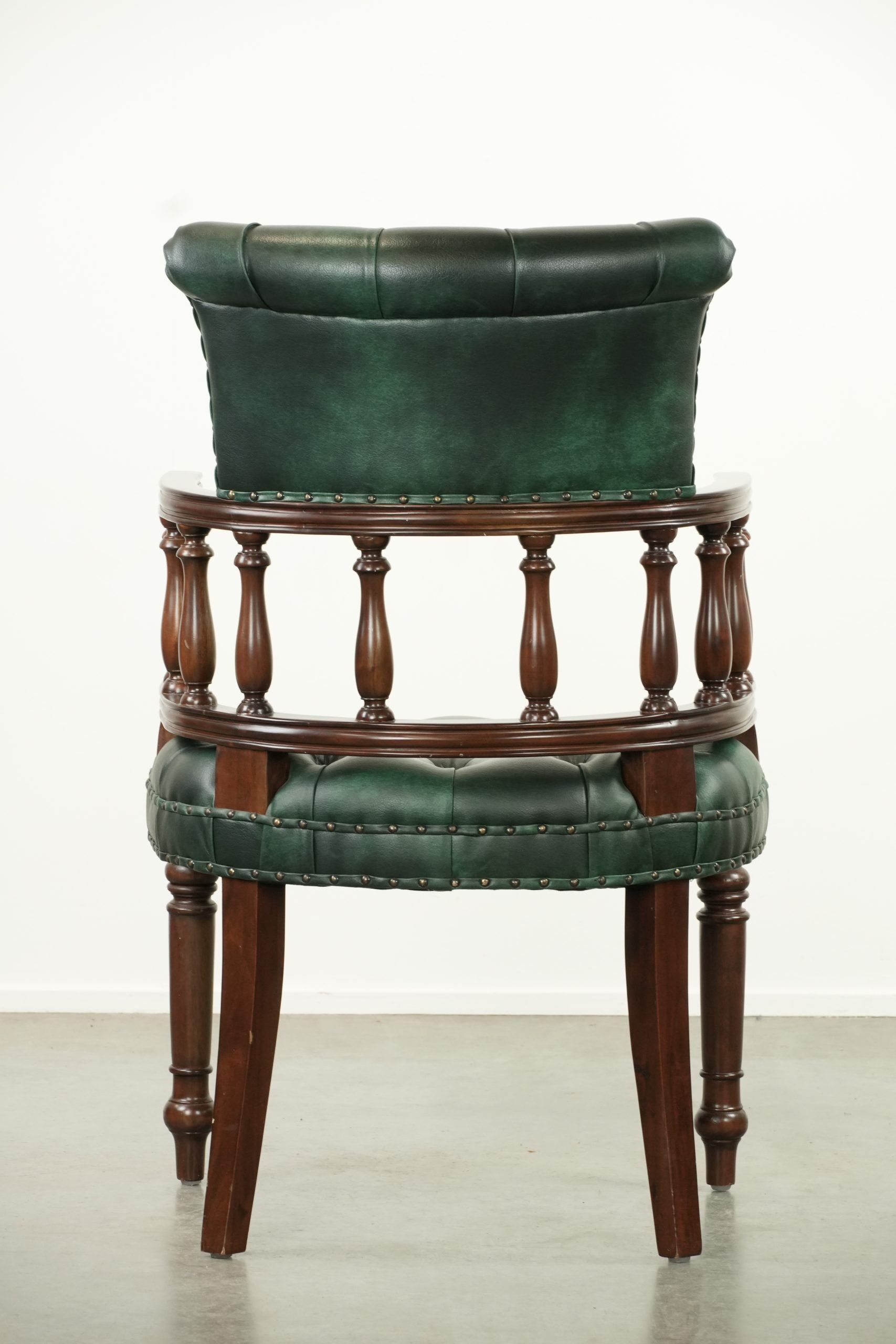 Chaise de bureau Chesterfield de style anglais en cuir vert