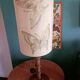 Turned wood lamp and silk lampshade