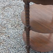 Vintage oak pedestal table with 3 shelves from the 60s