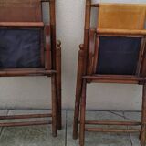 Vintage leather folding safari chairs
