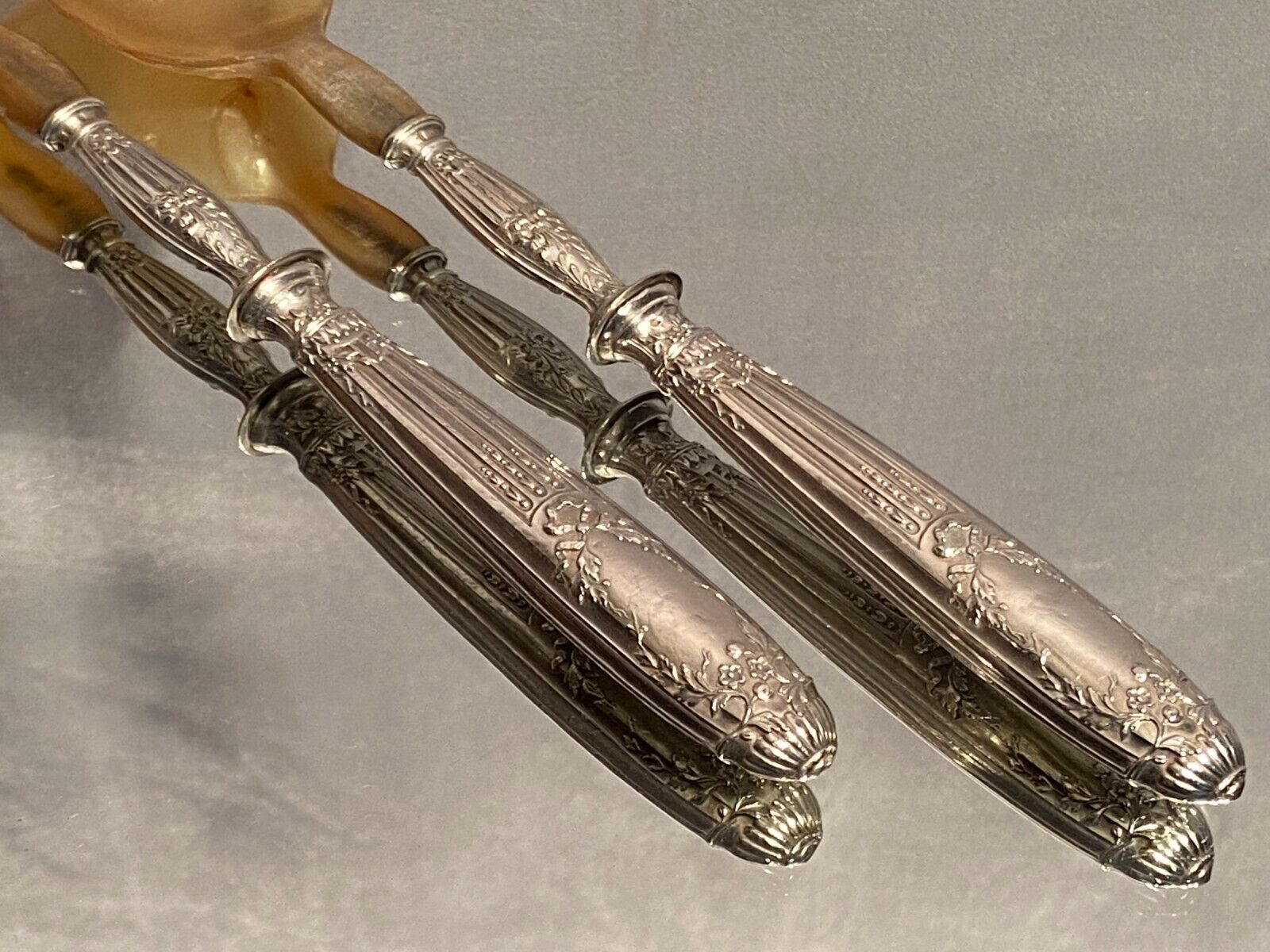 Louis XVI style silver handled salad service