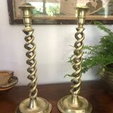 Pair of bronze candle holders 35cm