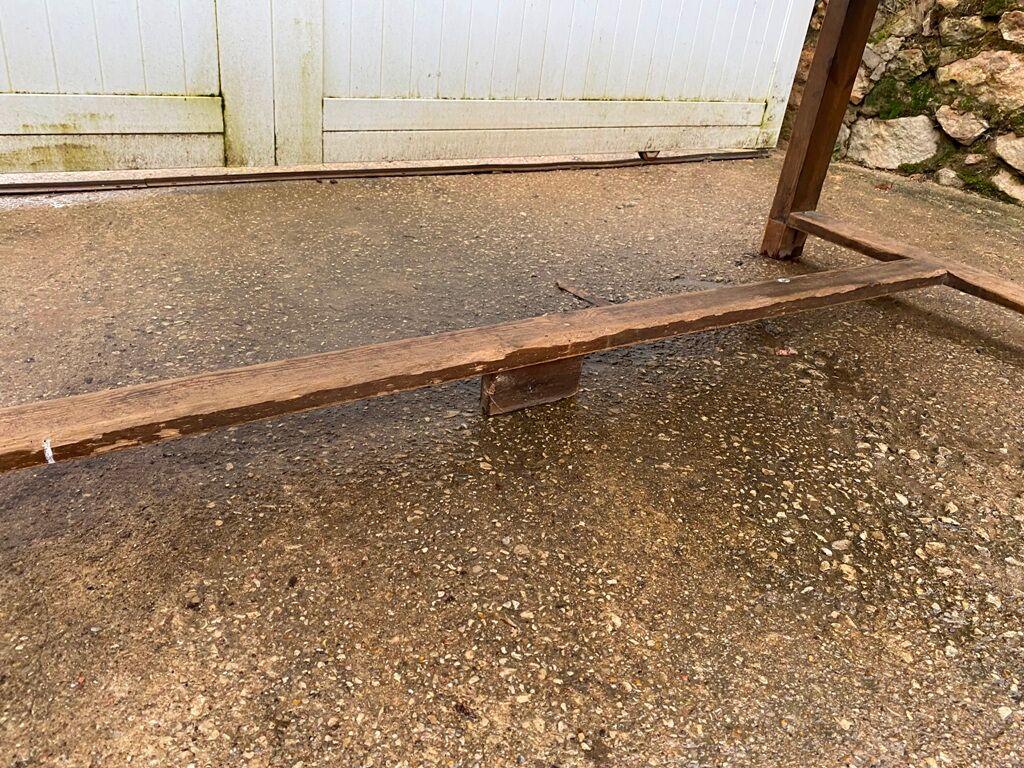 Farmhouse dining table 205cm for 8/10 people in solid pine with 1 drawer 1930