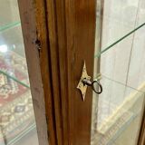 19th century cherry wood display case with black marble top