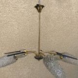 Brass and moulded glass chandelier