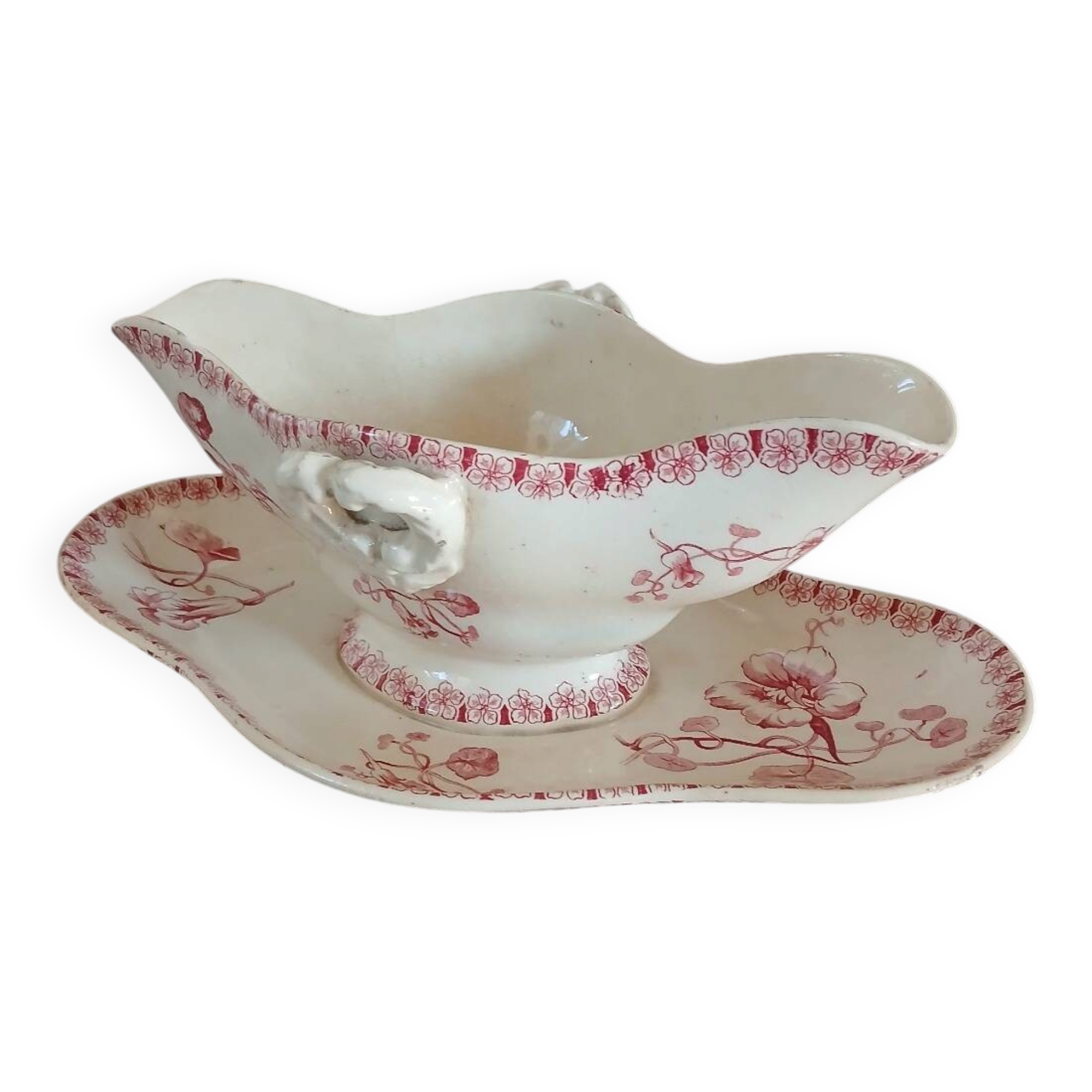 Antique sauce boat in Gien ironstone.