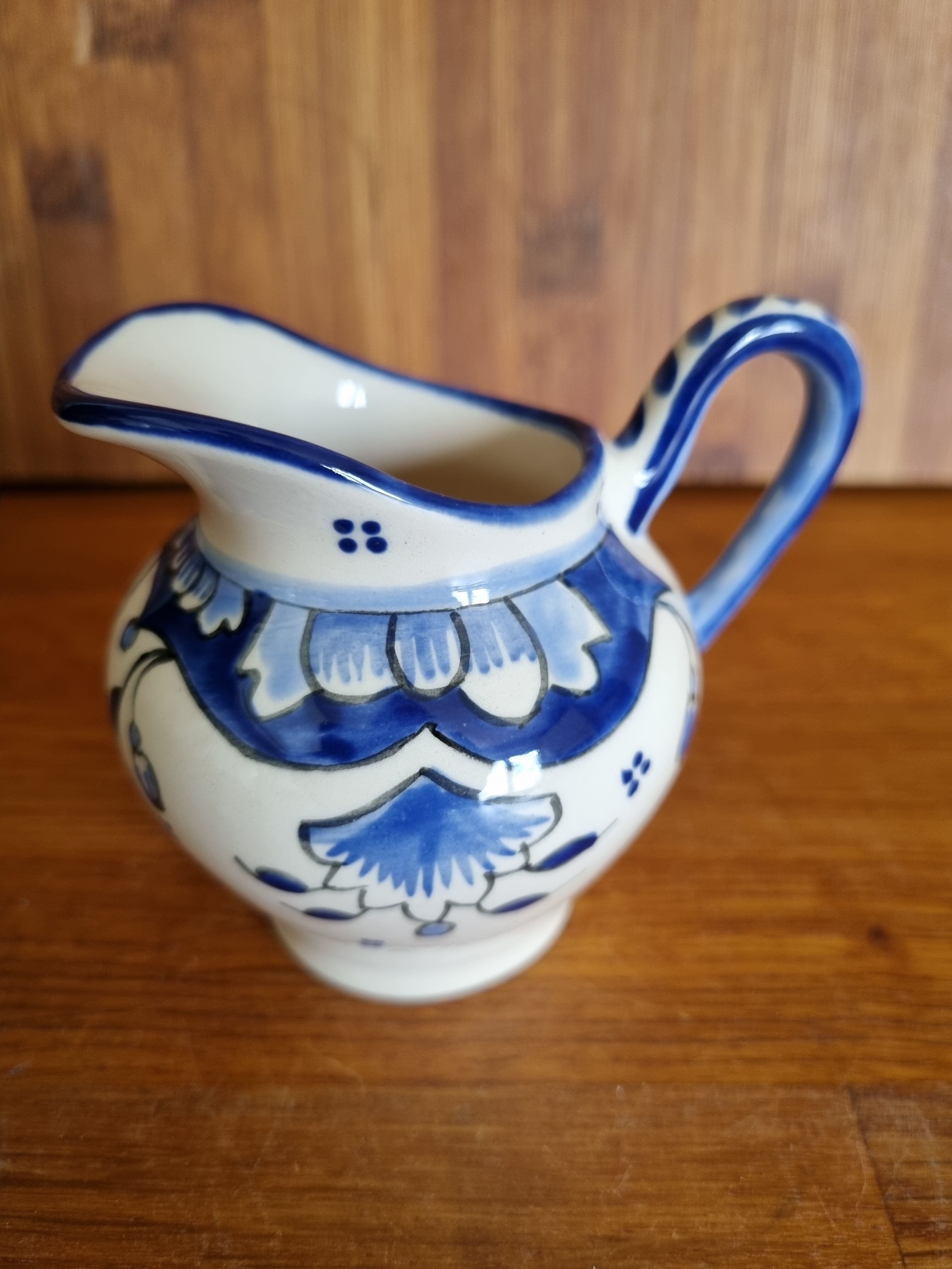 Milk jug Creamer faience décor Old Rouen