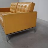 Florence Knoll two-seater sofa in mustard yellow leather, 1970
