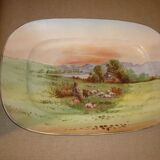 Plat en faience de Limoge, Paysage pastoral 51 cm