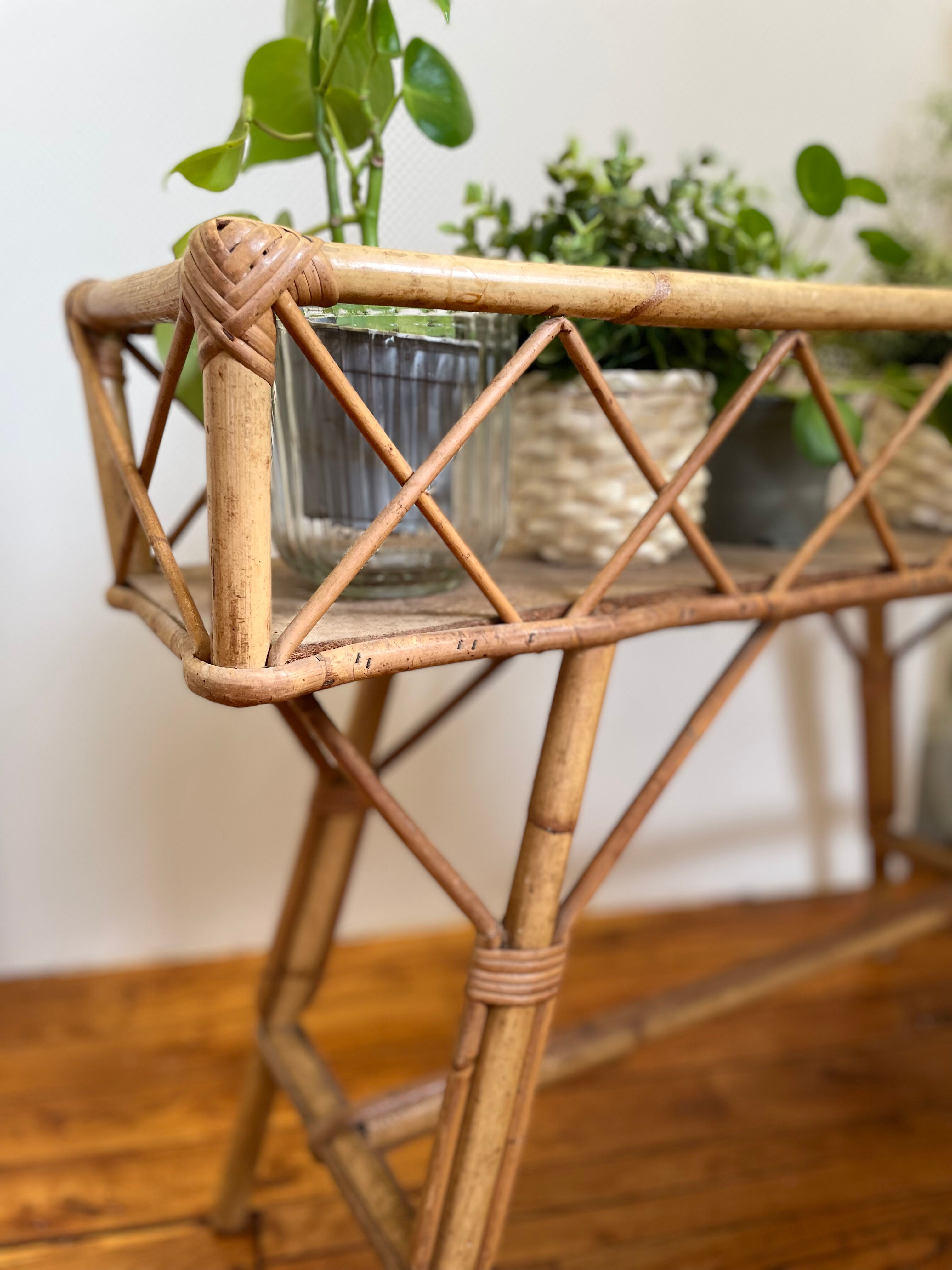 Vintage rattan planter