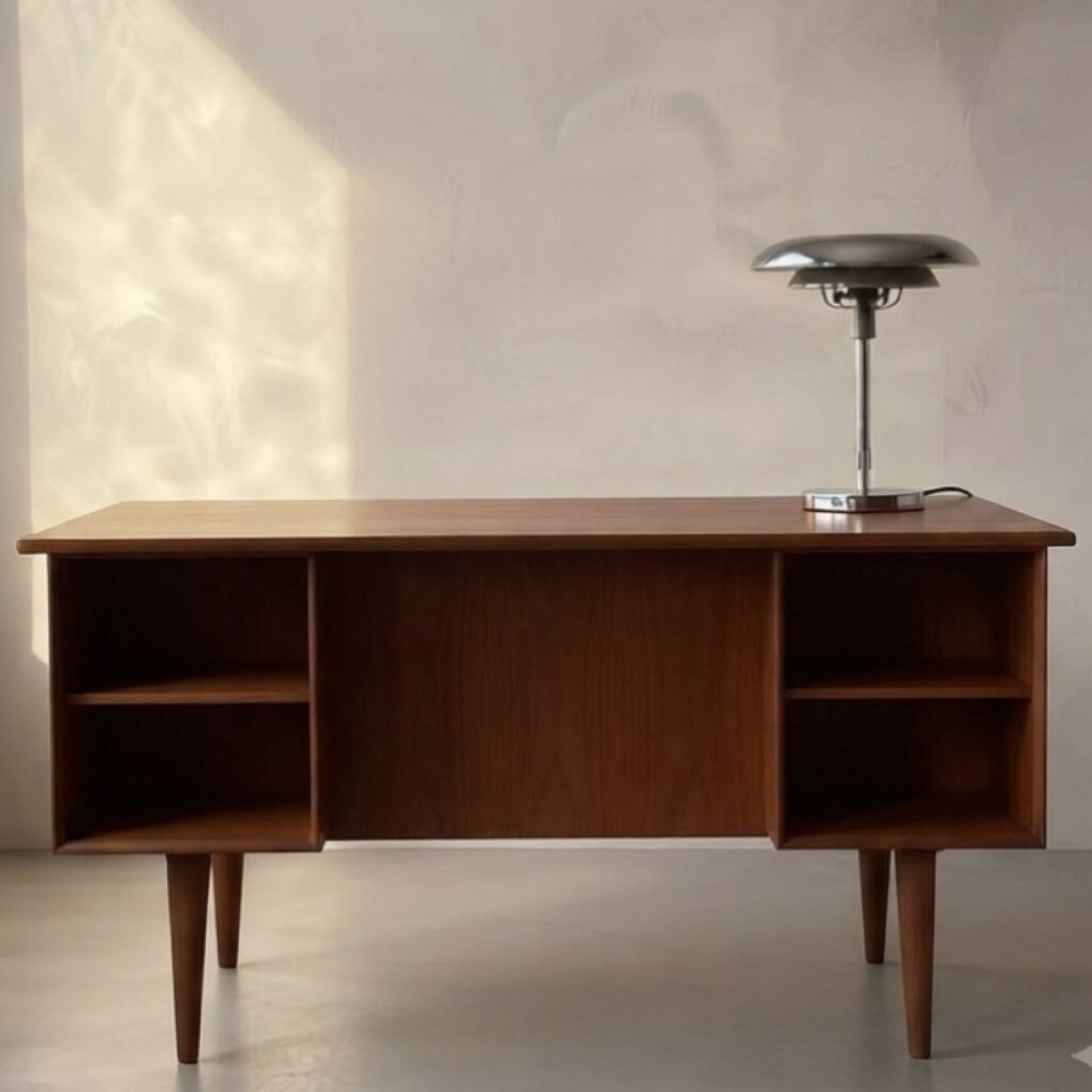 Vintage double-sided Danish teak desk