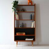 Scandinavian teak bookcase with black back panel