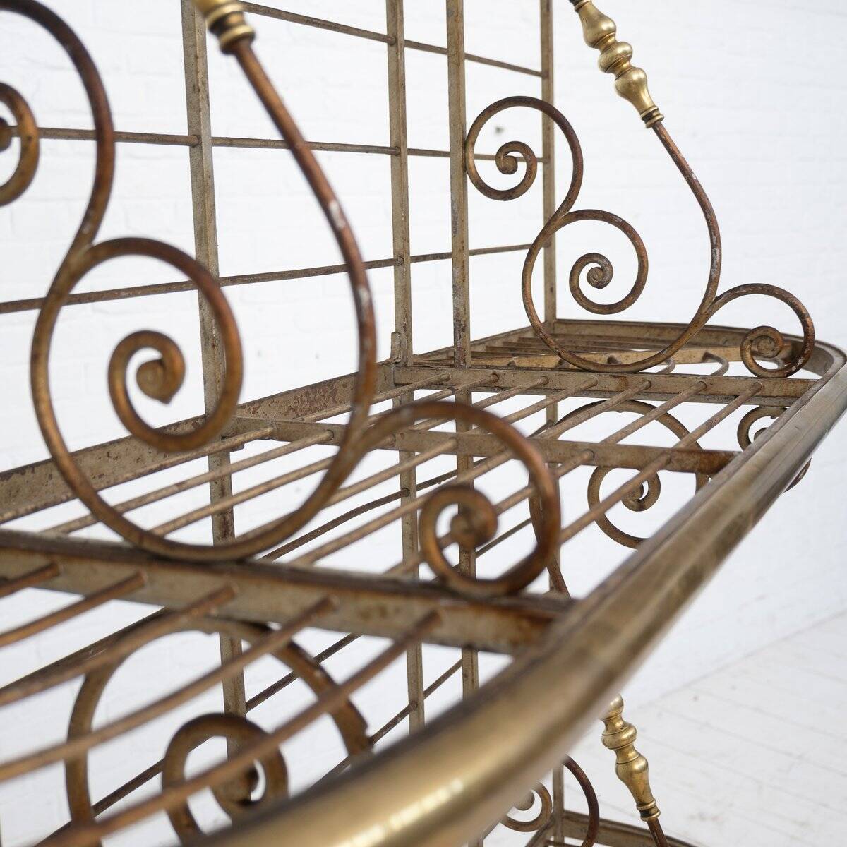 French bakery shelf in wrought iron and brass, 1900