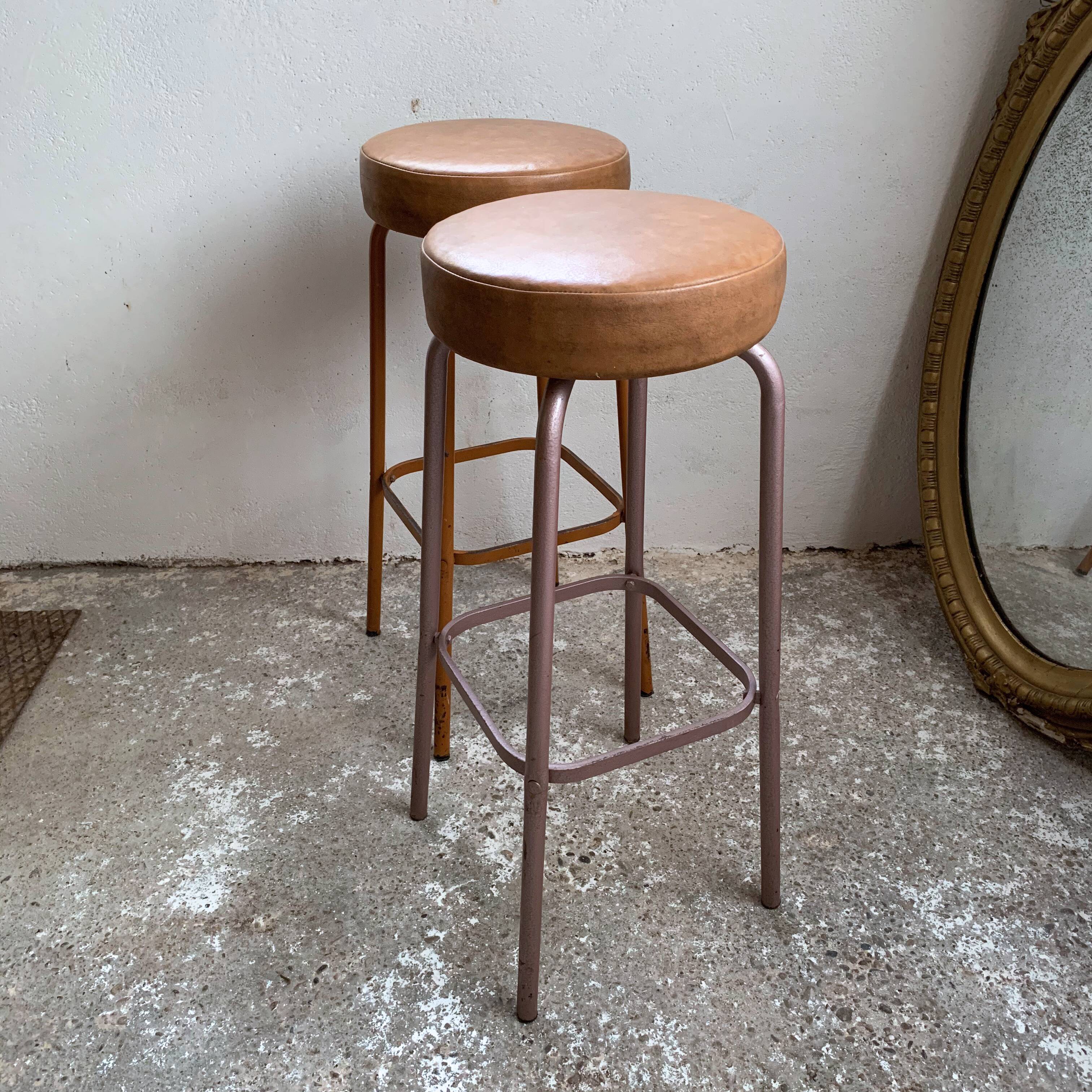 Pair of vintage metal bar stools